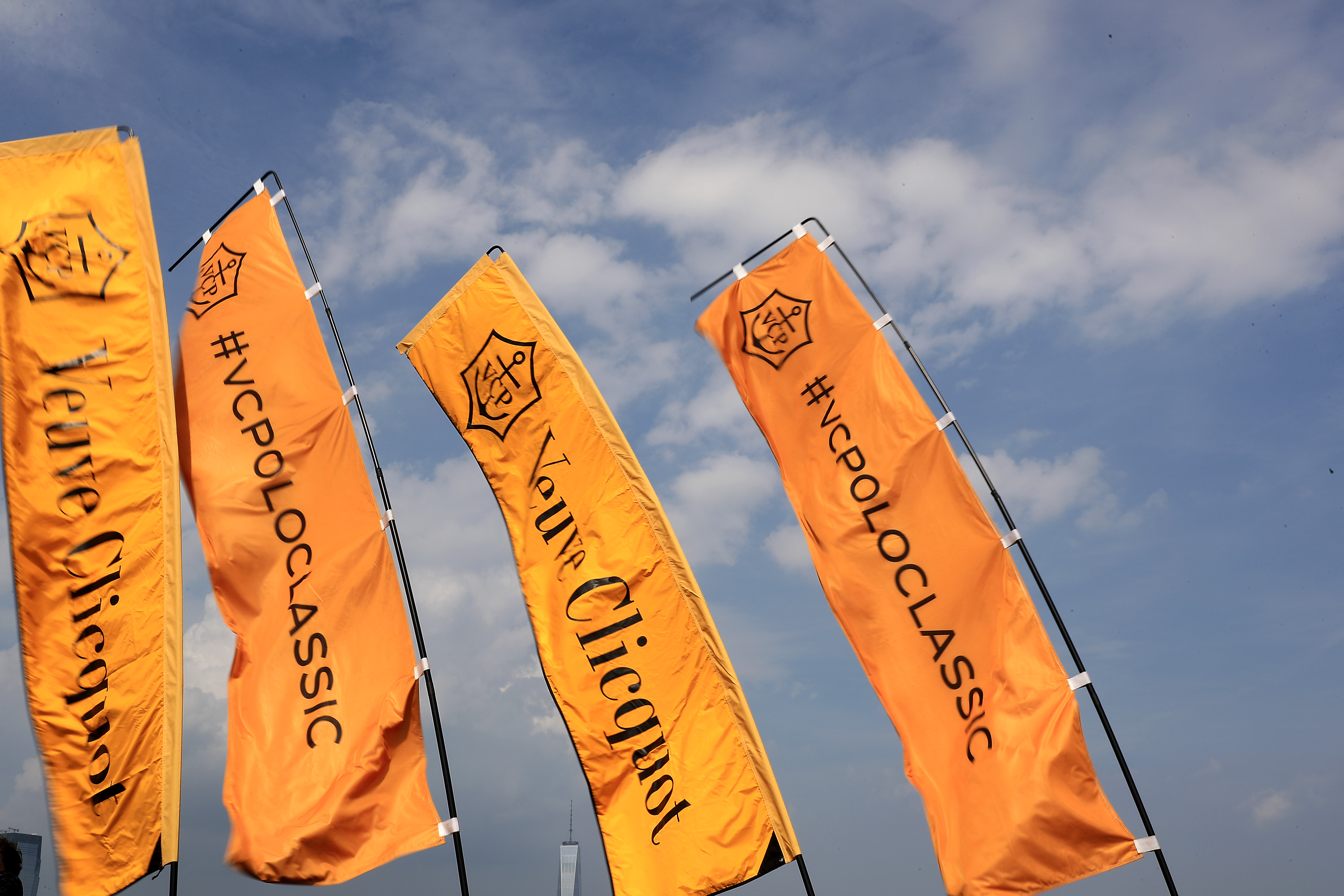 JERSEY CITY, NJ - JUNE 04:  Veuve Clicquot  signage on display at the Ninth Annual Veuve Clicquot Polo Classic at Liberty State Park on June 4, 2016 in Jersey City, New Jersey.  (Photo by Neilson Barnard/Getty Images for Veuve Clicquot)