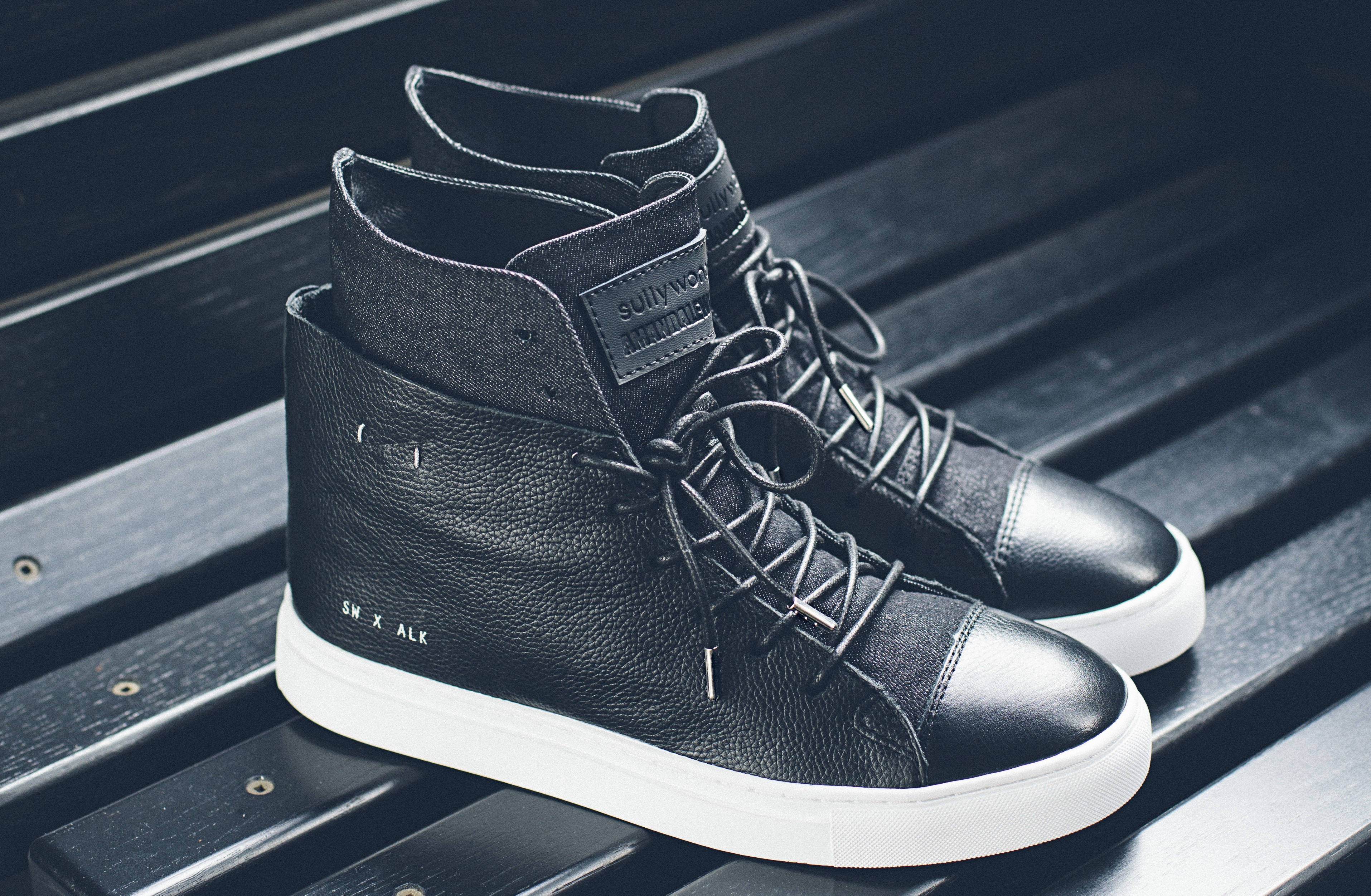 Sully Wong Black Leather Mid Top Sneaker